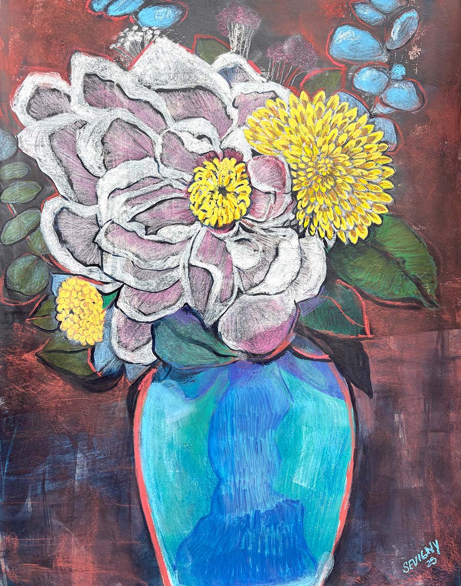 Blue Vase of Flowers
