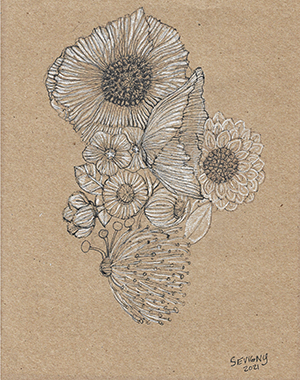 WHITE AND BLACK FLOWERS ORIGINAL