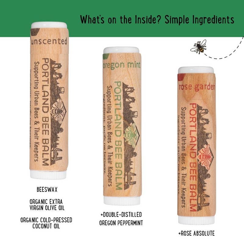 Beeswax Lip Balm 3-Pack (Oregon Mint, Rose, Unscented)