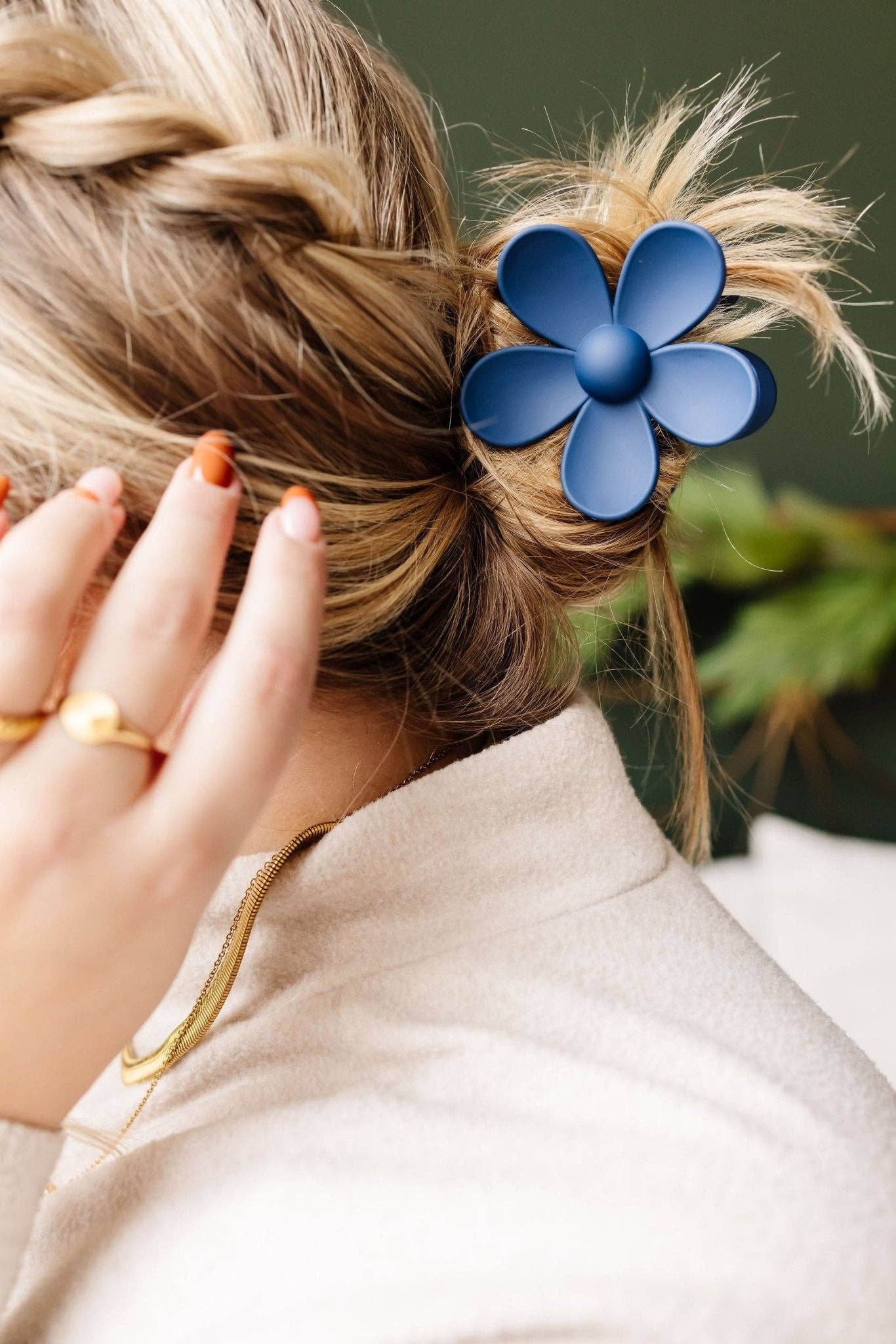 Flower Claw Clip: Navy