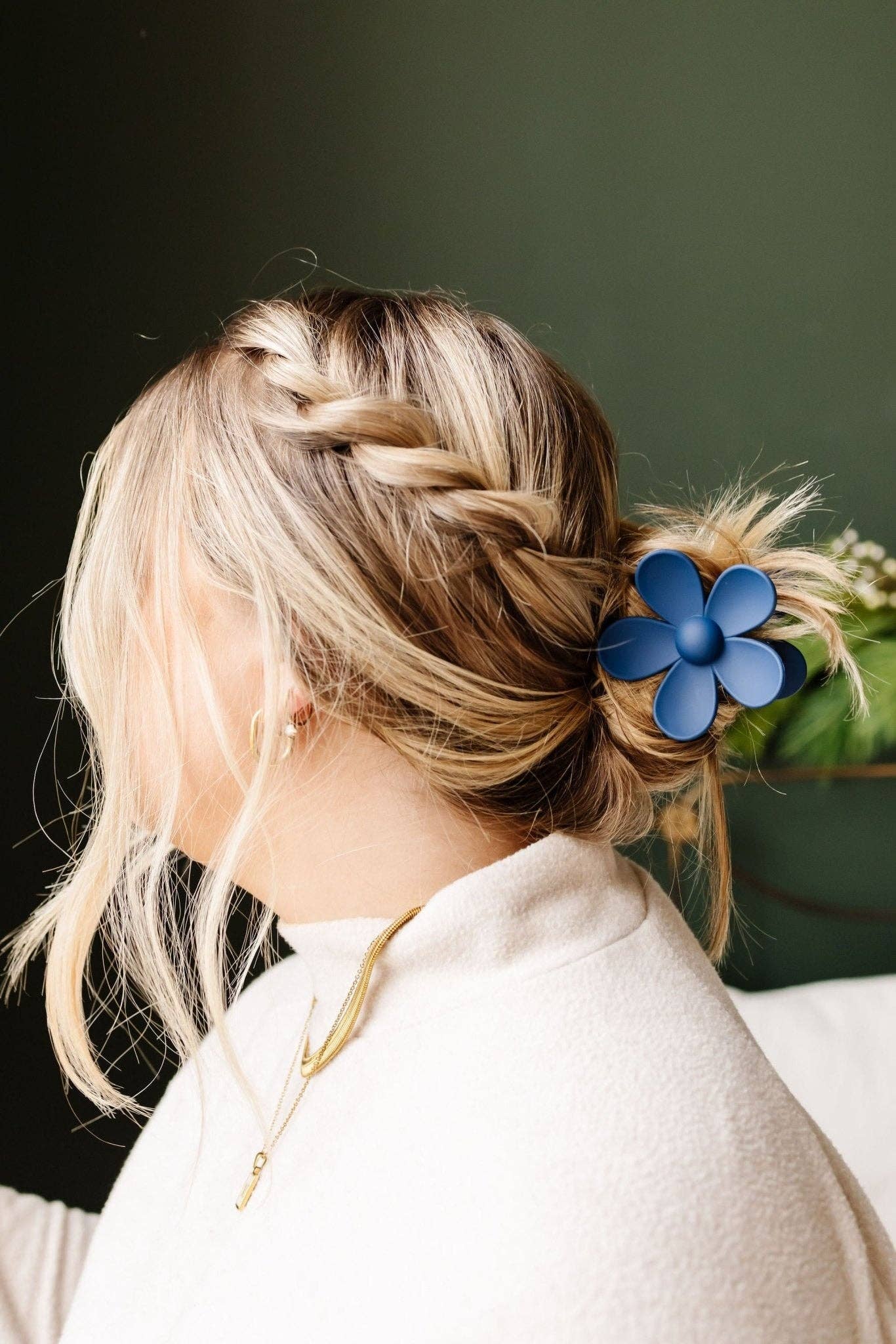 Flower Claw Clip: Navy