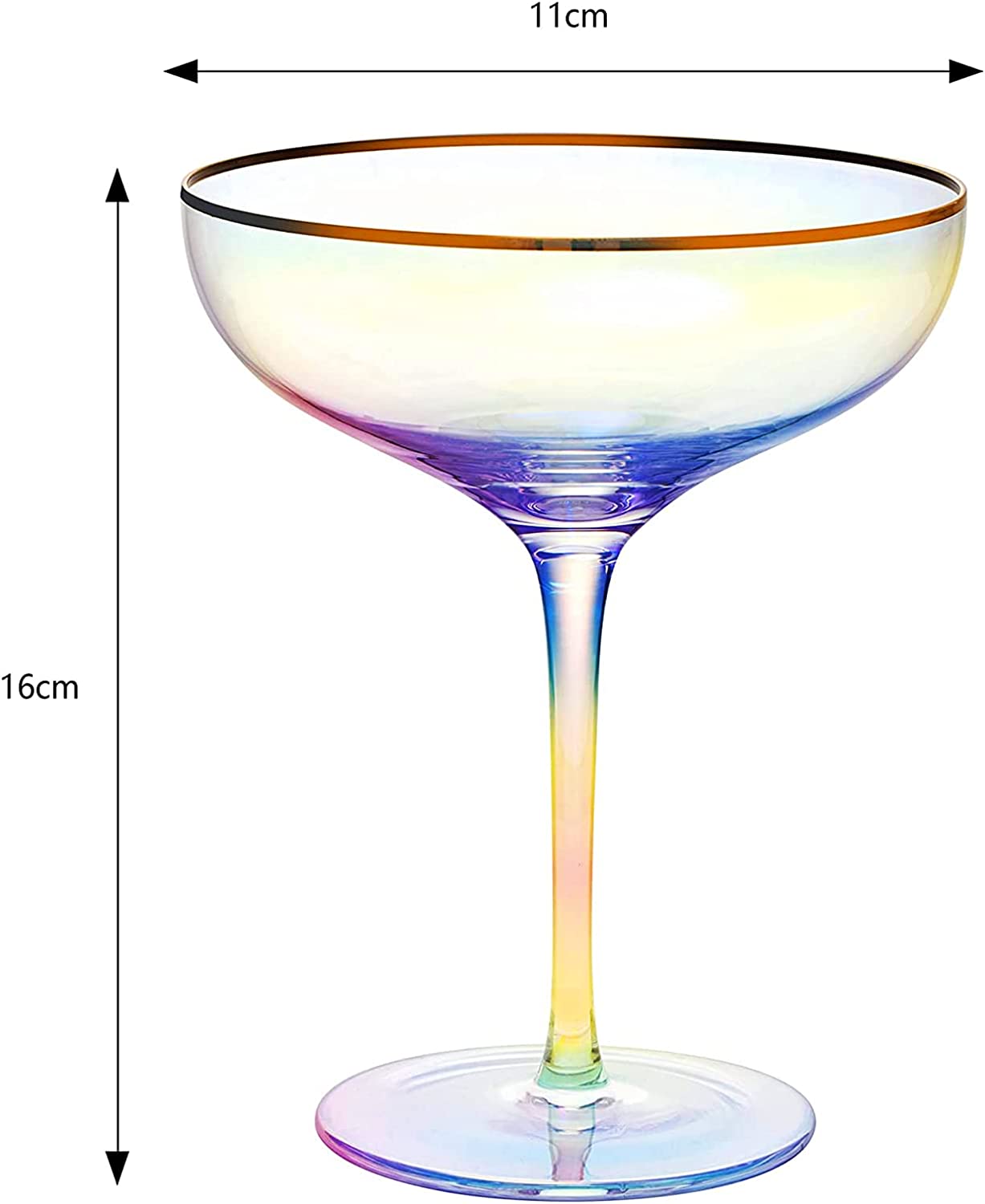 Large Iridescent Gilded Coupe Glass