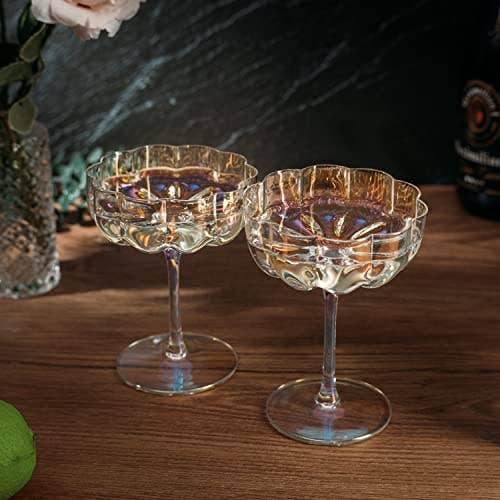 Flower Elegant Champagne & Cocktail Coupes - Iridescent