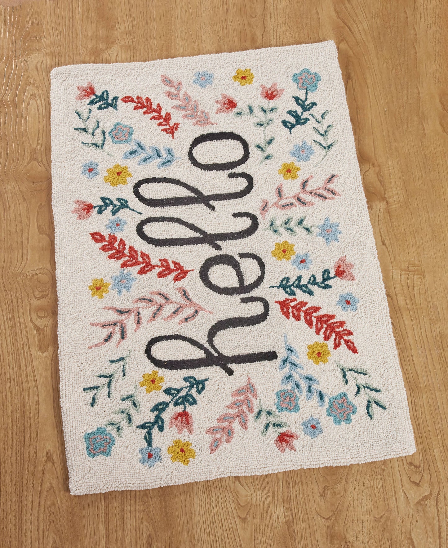 Floral Hello Hook Rug