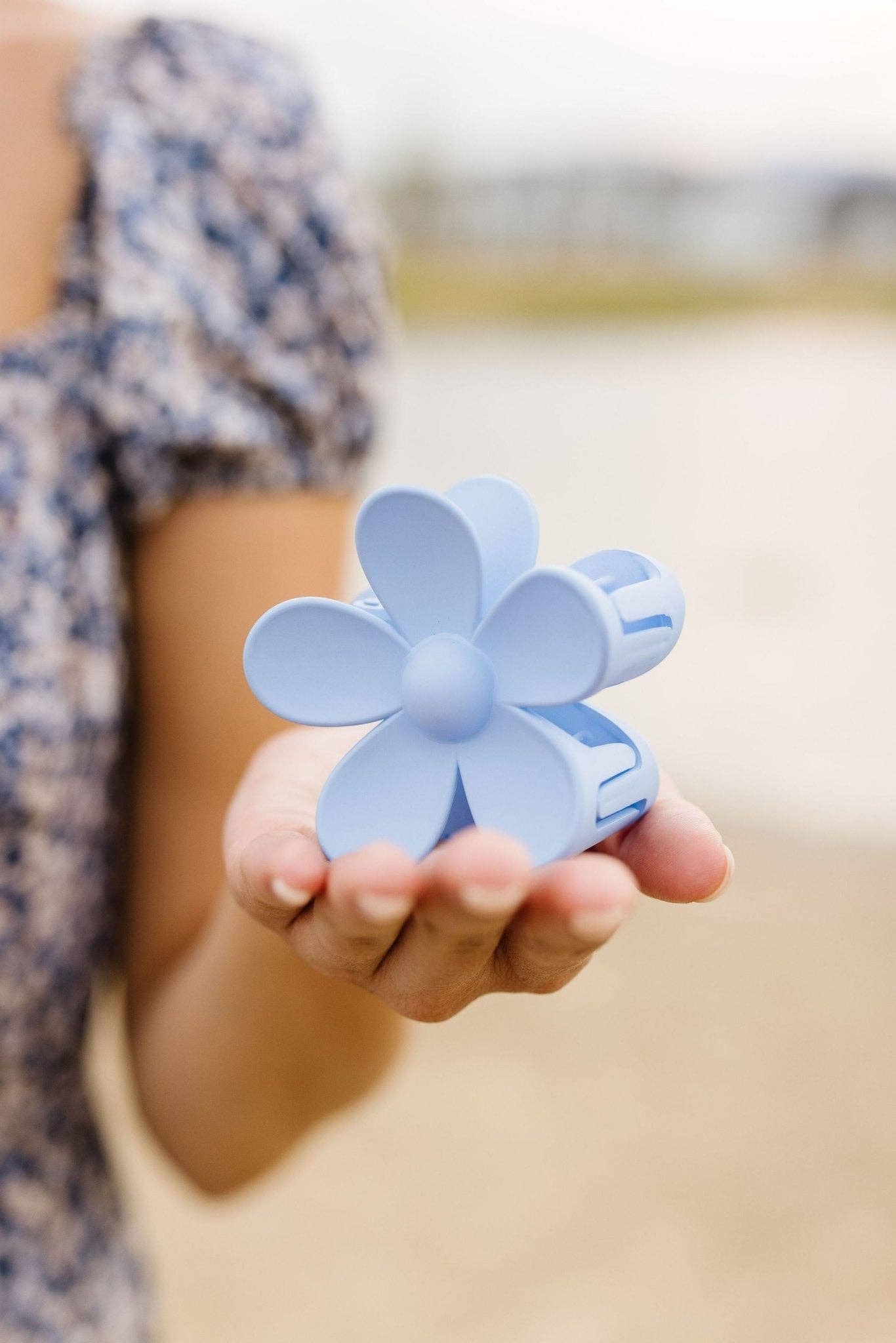 Flower Claw Clip: Navy