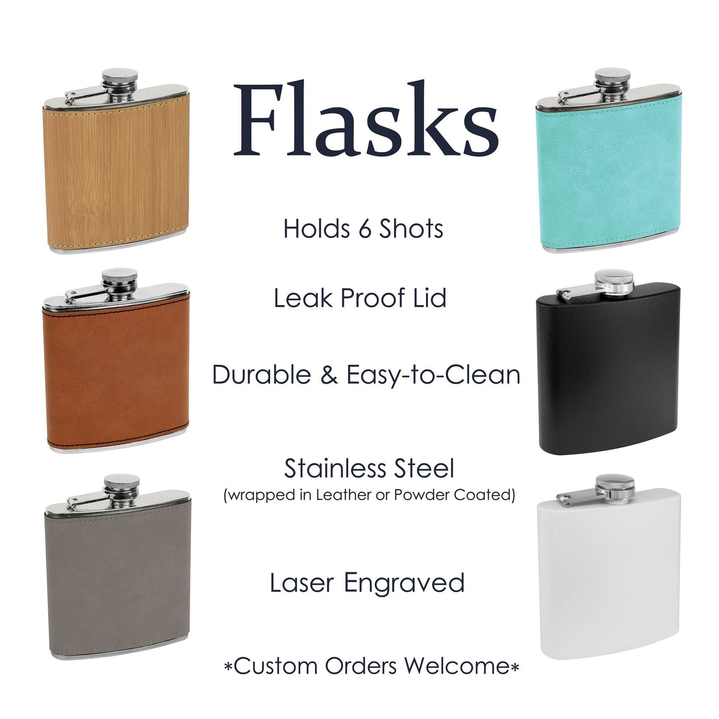 Flask- Snow Boarding: Leather / Brown