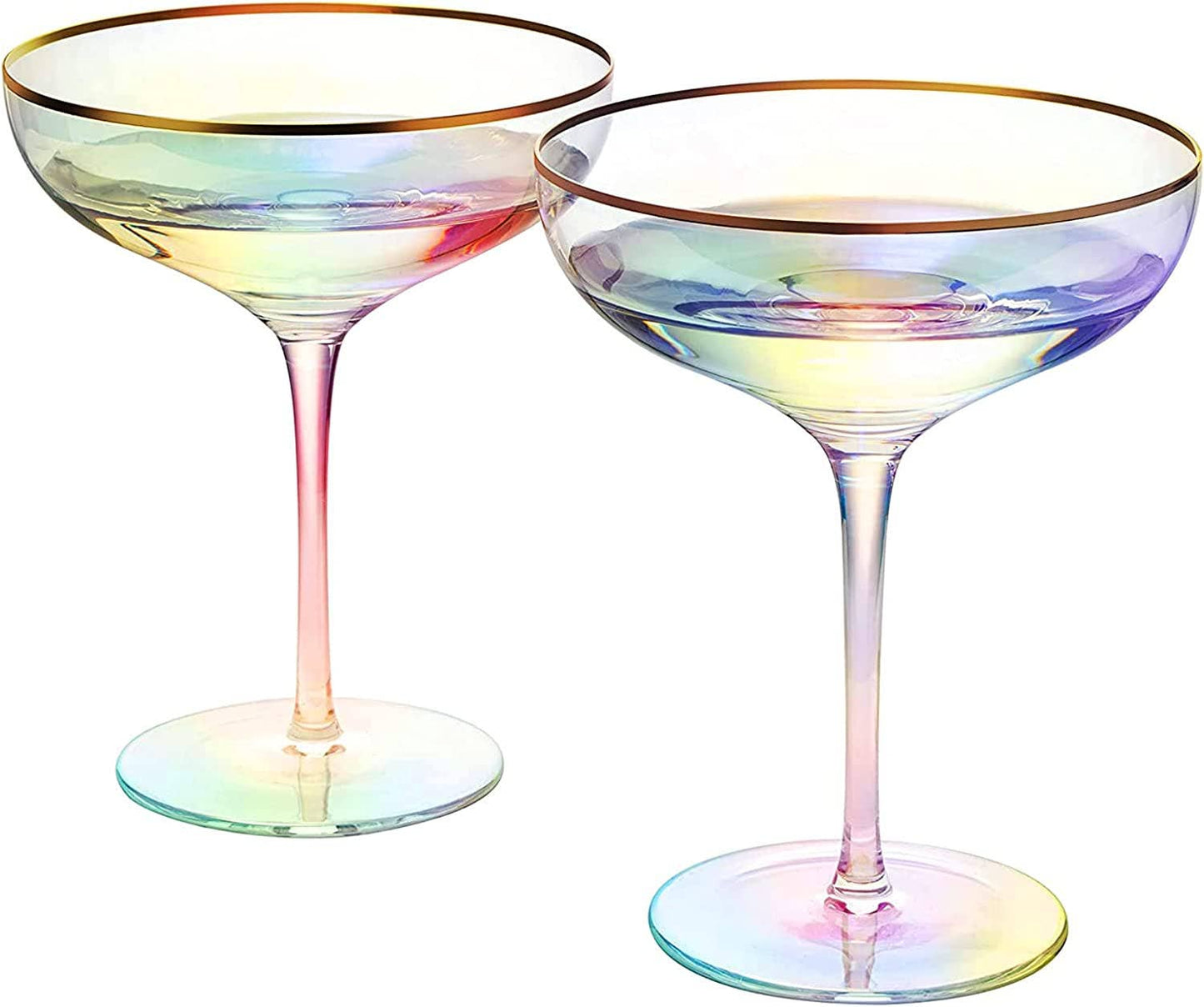 Large Iridescent Gilded Coupe Glass