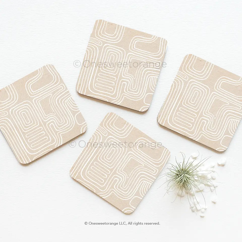 BOHO LINE COASTER SET OF 4