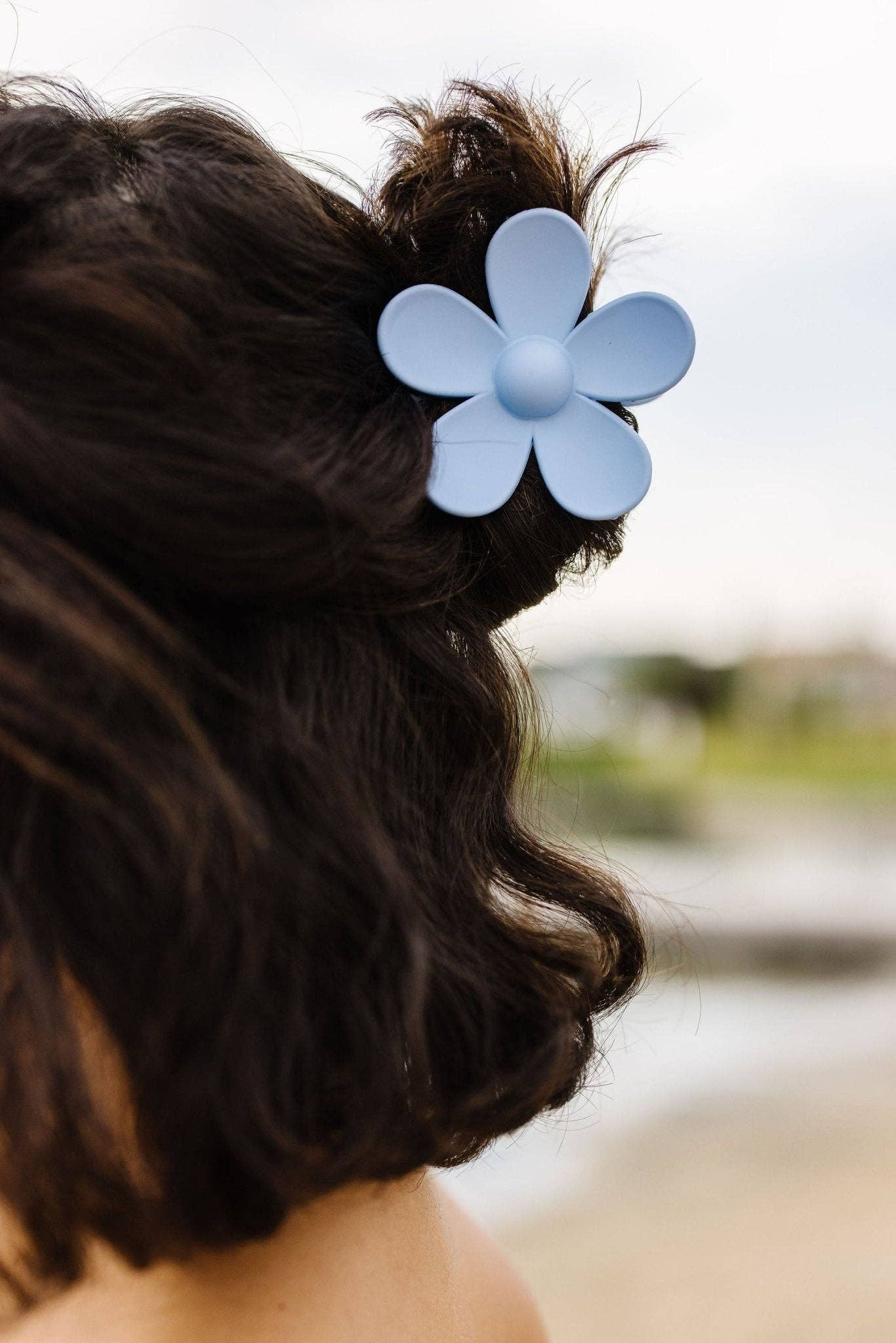 Flower Claw Clip: Navy