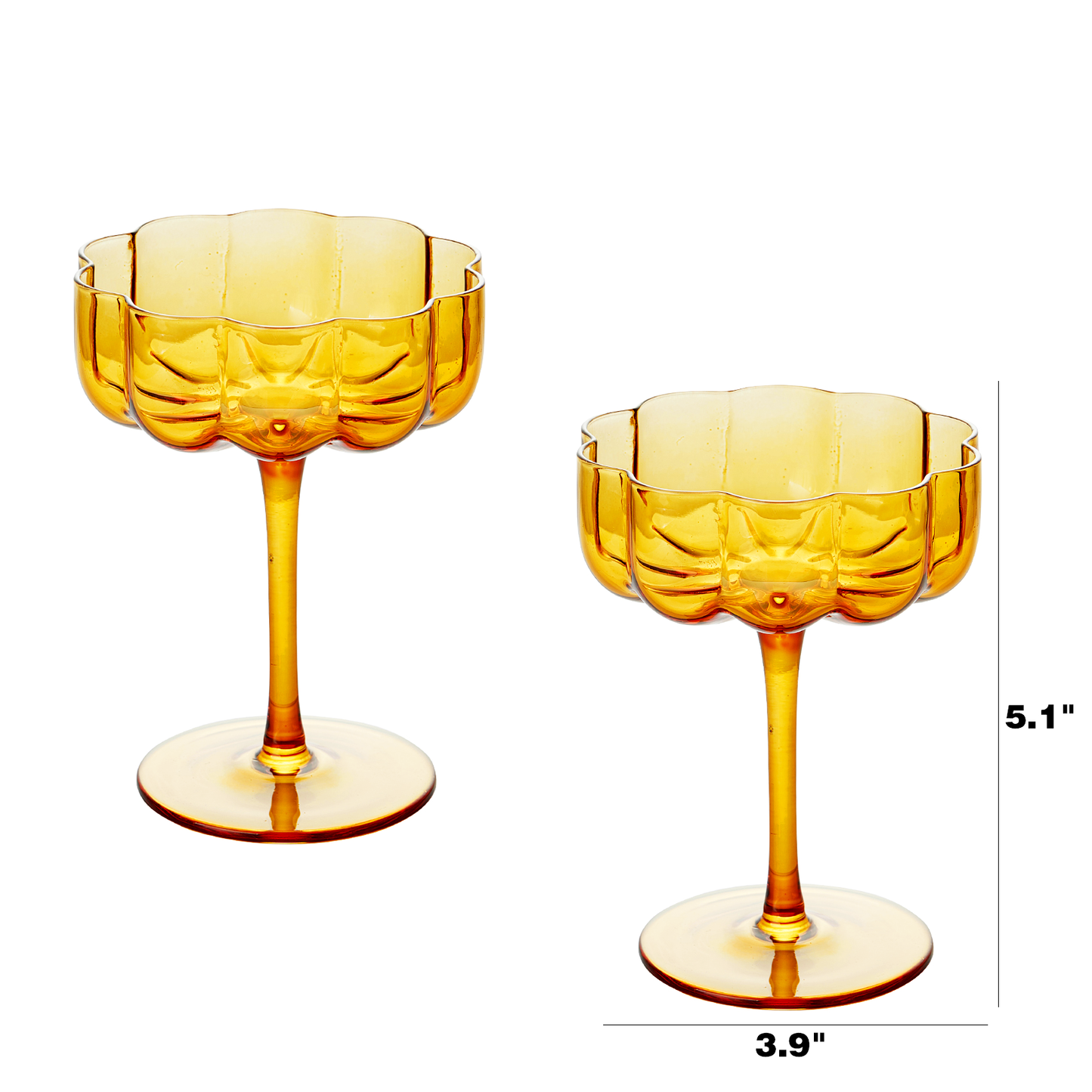 Elegant Flower Champagne & Cocktail Coupes - Amber