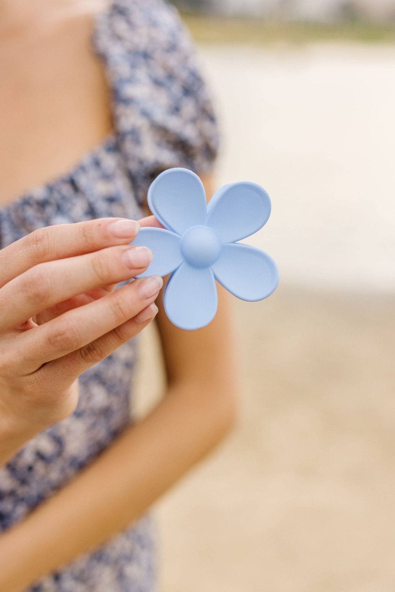 Flower Claw Clip: Navy