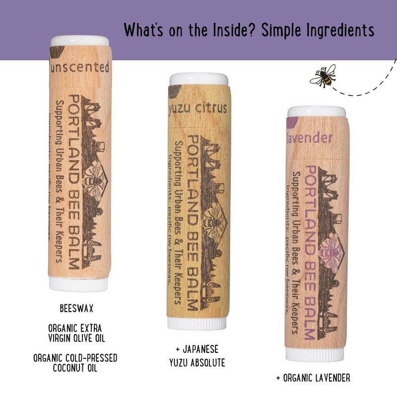 Beeswax Lip Balm 3-Pack (Lavender, Yuzu Citrus, Unscented)