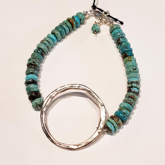 Turquoise & Sterling Round Bracelet