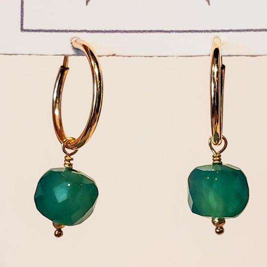 Green Onyx Hoops