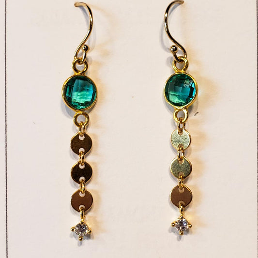 Apatite & Coin Dangle Earrings