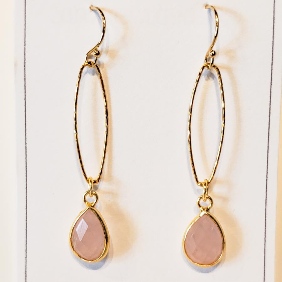 Rose Quartz Oval Earrings