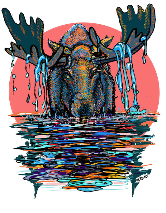 SWIMMING MOOSE