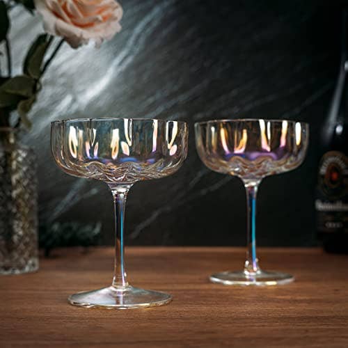 Flower Elegant Champagne & Cocktail Coupes - Iridescent