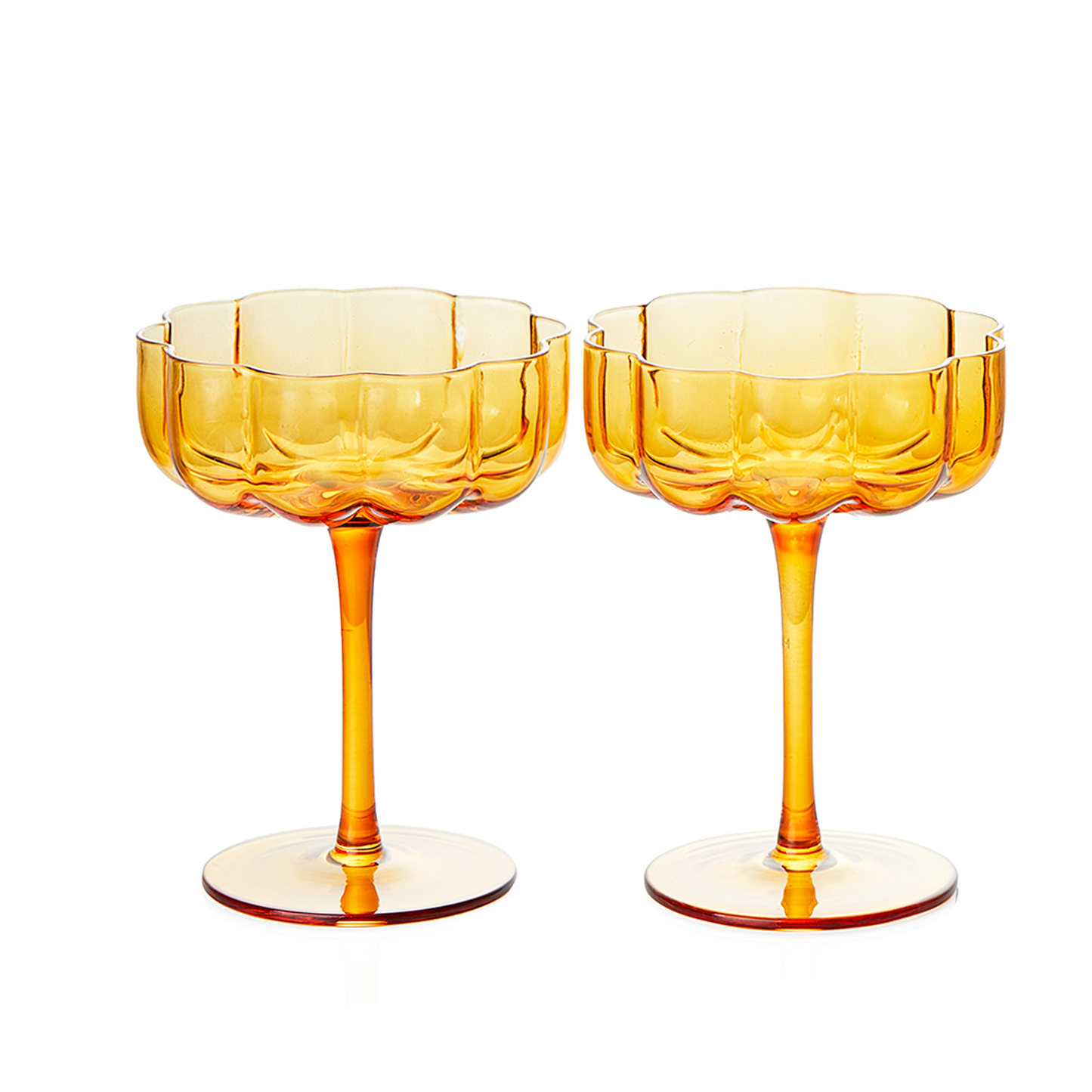 Elegant Flower Champagne & Cocktail Coupes - Amber