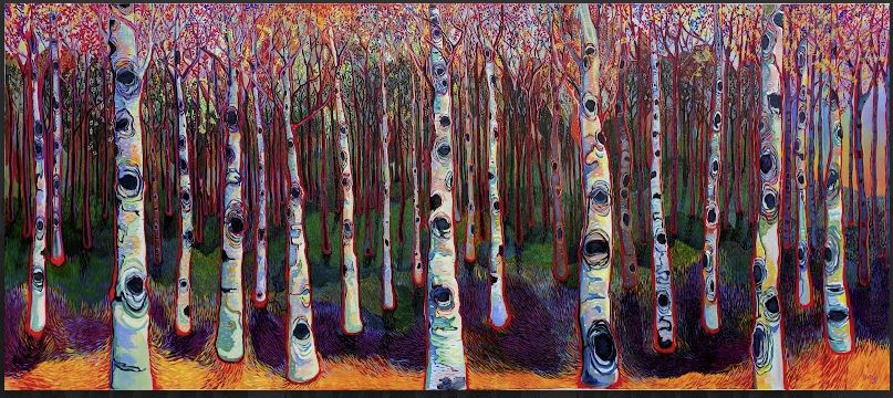 Crimson Wild Birch Forest 10x22