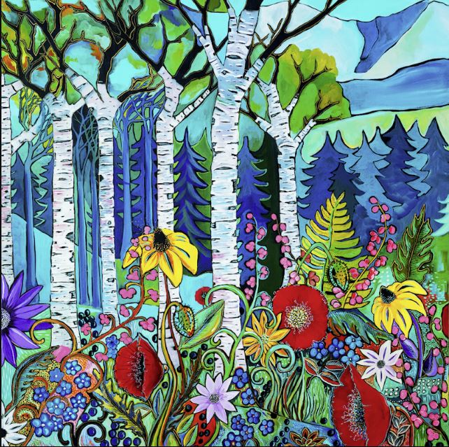 TRIPTYCH BERRY PICKER BIRCH FOREST (SQUARE)
