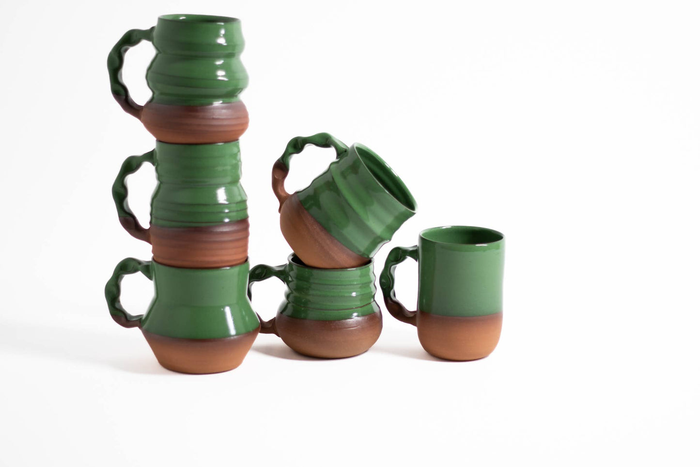 Assorted Mug Collection - Handmade - Forest Green