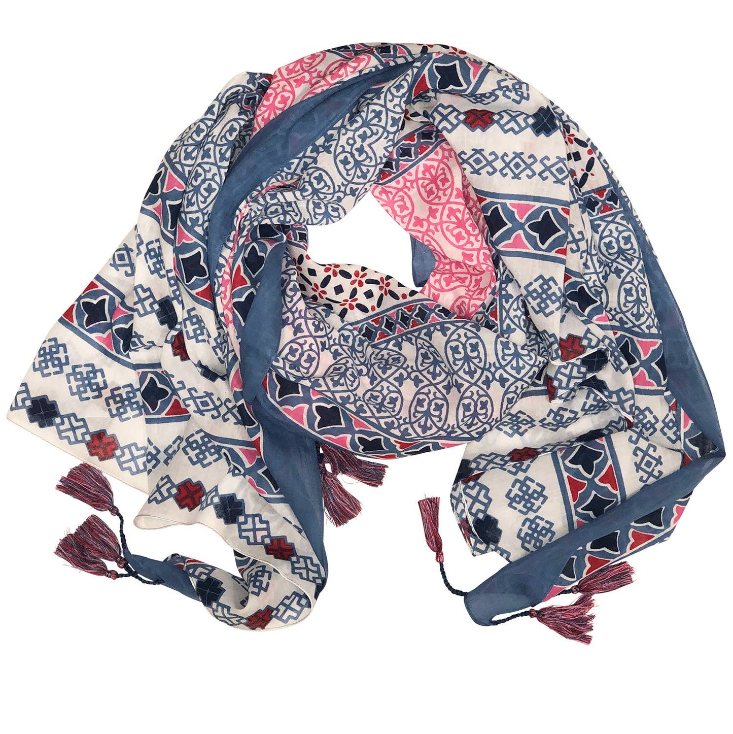 Jana Cotton Scarf Pink and Blue