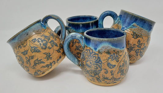 Rustic Victorian Blue Floral Mug