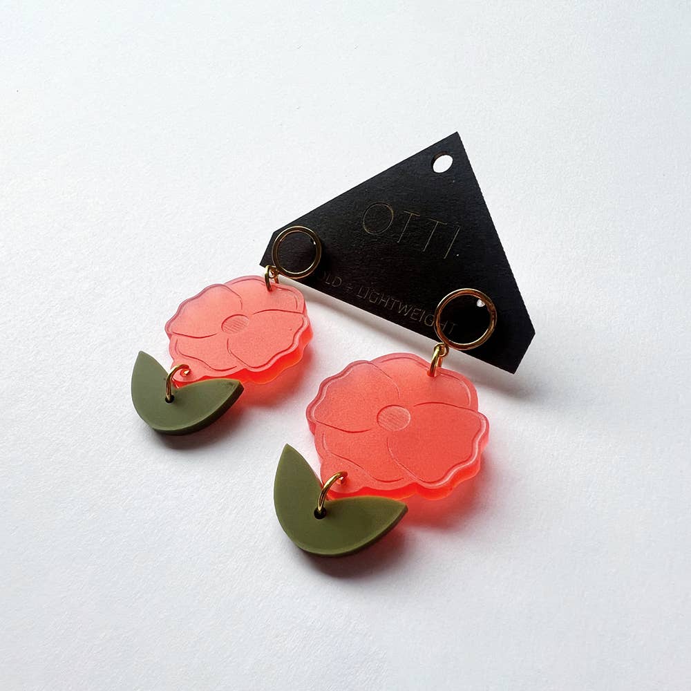 Botanical-Inspired Lightweight Acrylic Earring: Petite Poppy