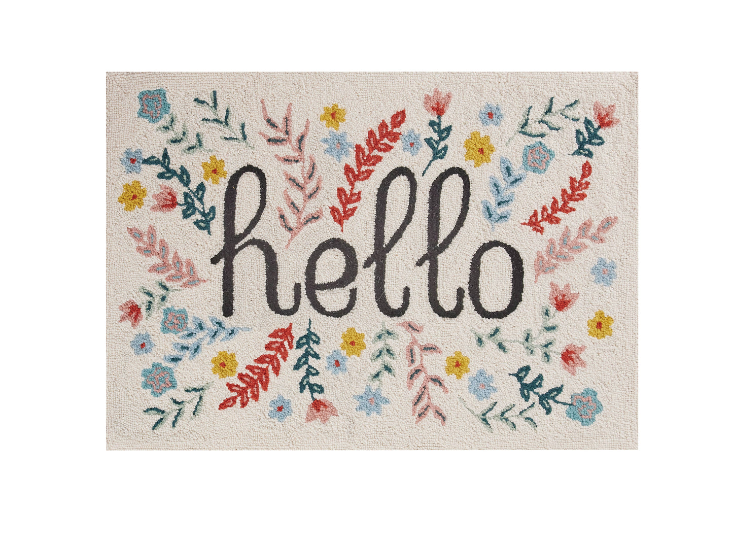 Floral Hello Hook Rug