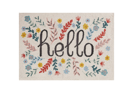 Floral Hello Hook Rug