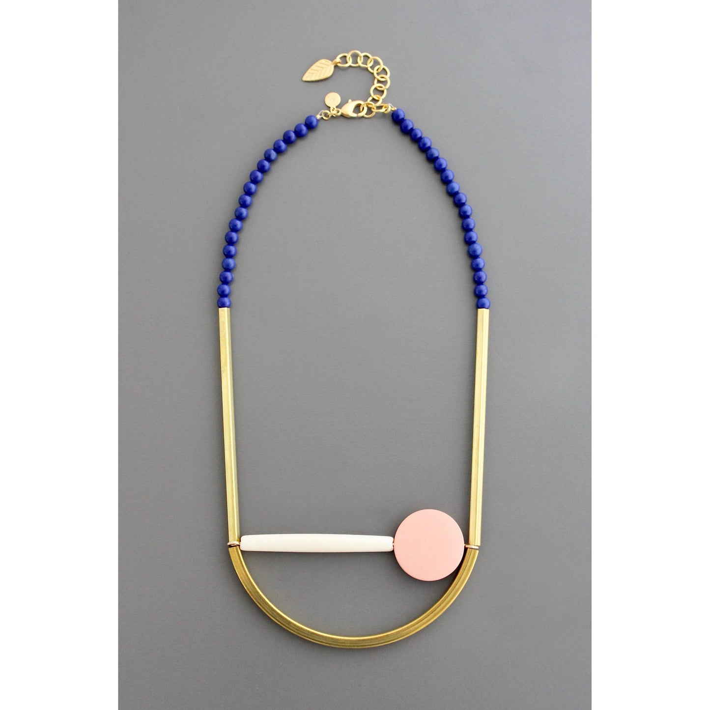 Geometric blue and pink necklace