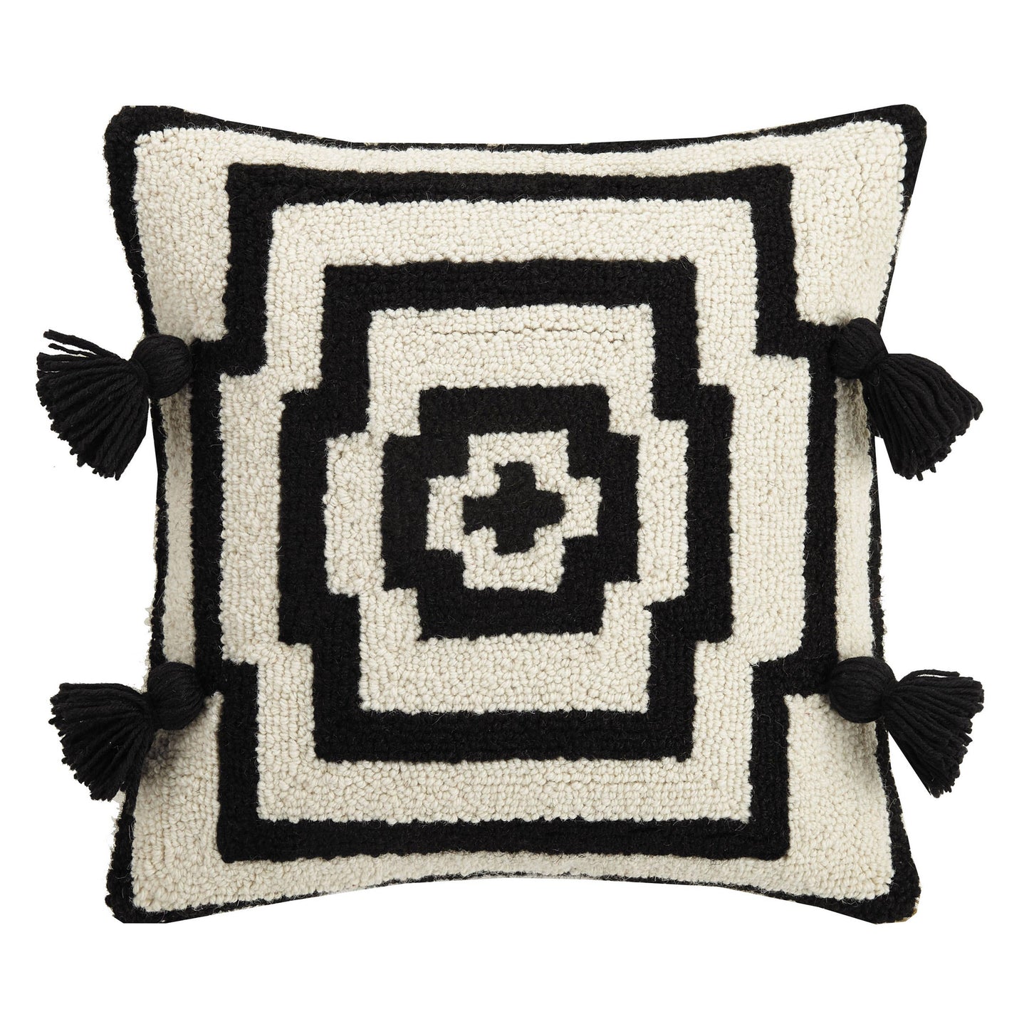 Hypnotic Black Tassels Hook Pillow by Justina Blakeney