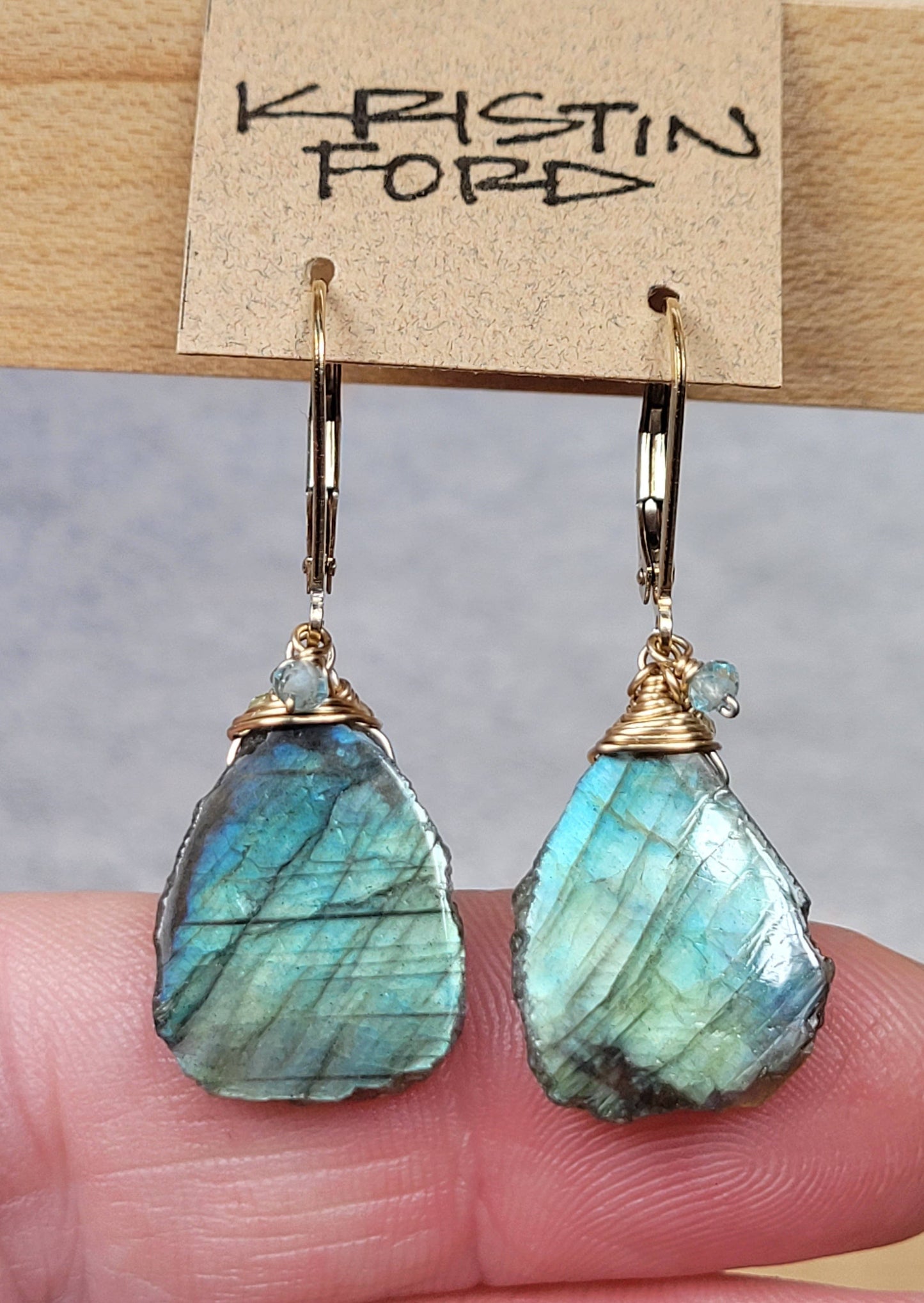 LABRADORITE PERIDOT DROP EARRINGS