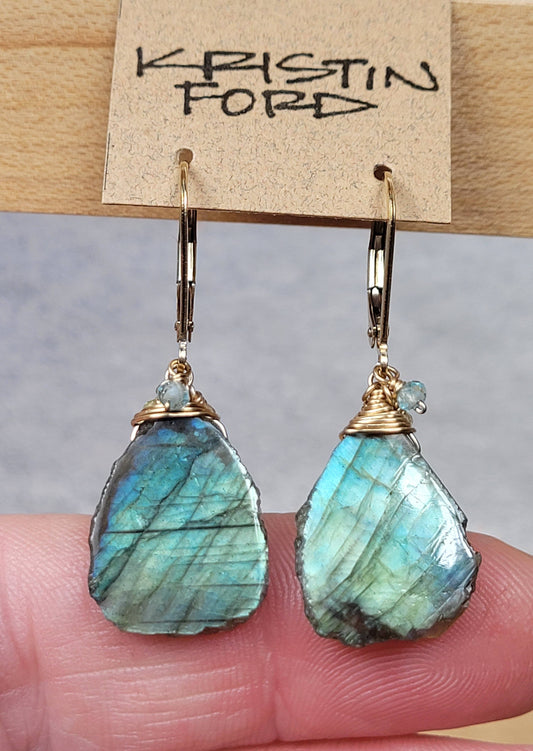 LABRADORITE PERIDOT DROP EARRINGS