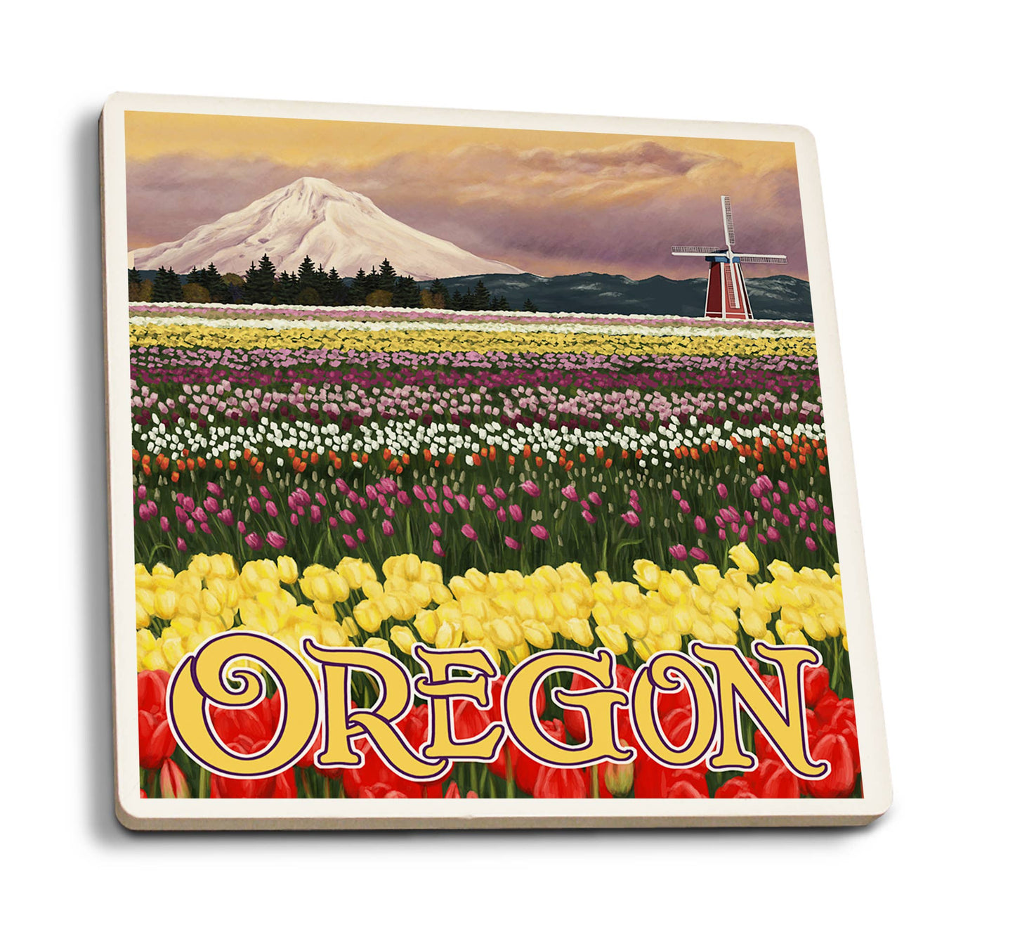 CERAMIC COASTER Oregon Tulip Farm