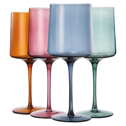 Colored Square Crystal Wine Glass 13.5 oz