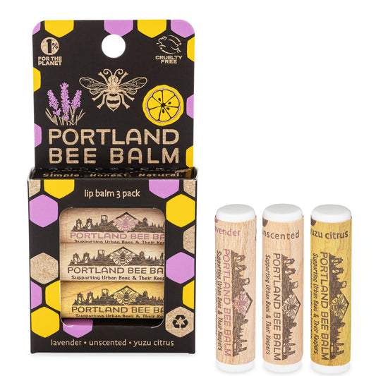 Beeswax Lip Balm 3-Pack (Lavender, Yuzu Citrus, Unscented)