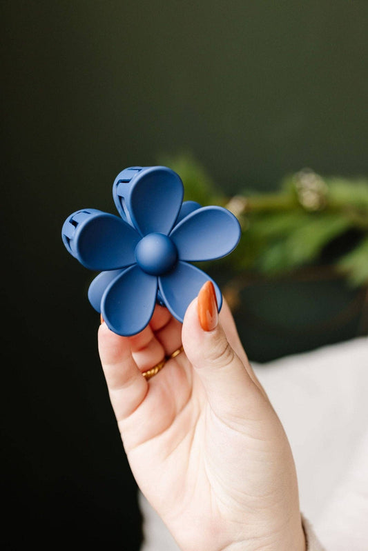 Flower Claw Clip: Navy