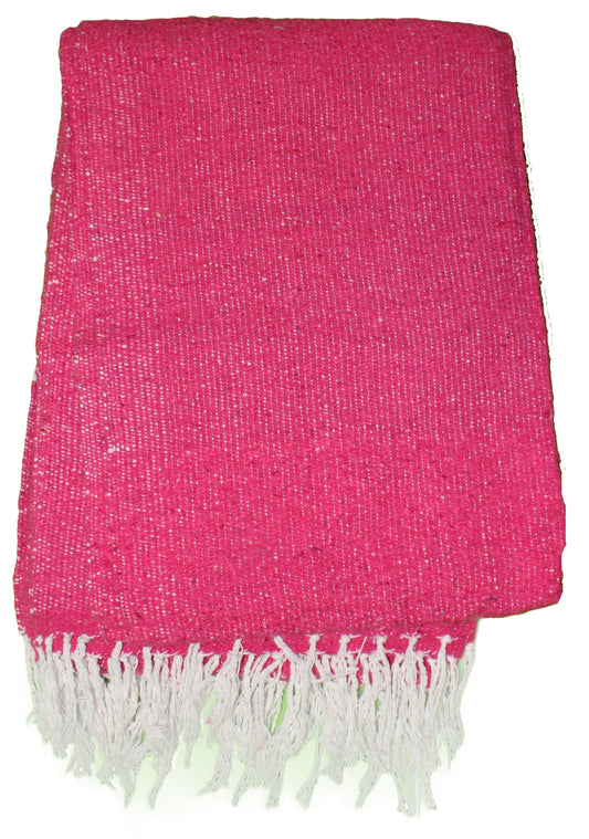 Solid Woven Color Mexican Blankets - Fuchsia