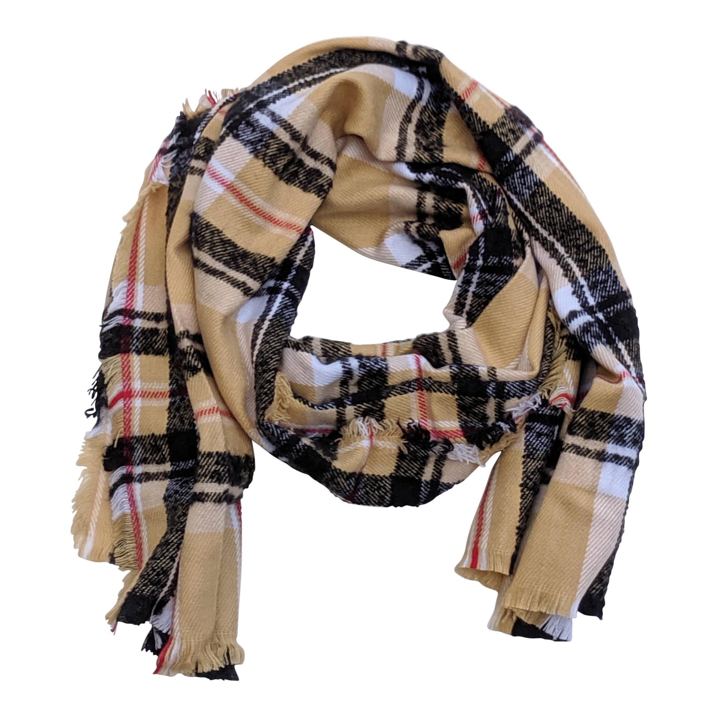 Classic Plaid Blanket Scarf Beige