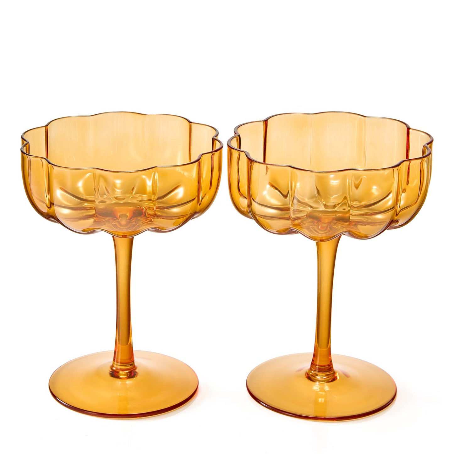 Elegant Flower Champagne & Cocktail Coupes - Amber